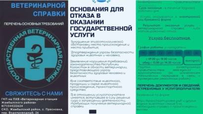 Перечень основных требований к оказанию государственной услуги «выдача ветеринарных справок».