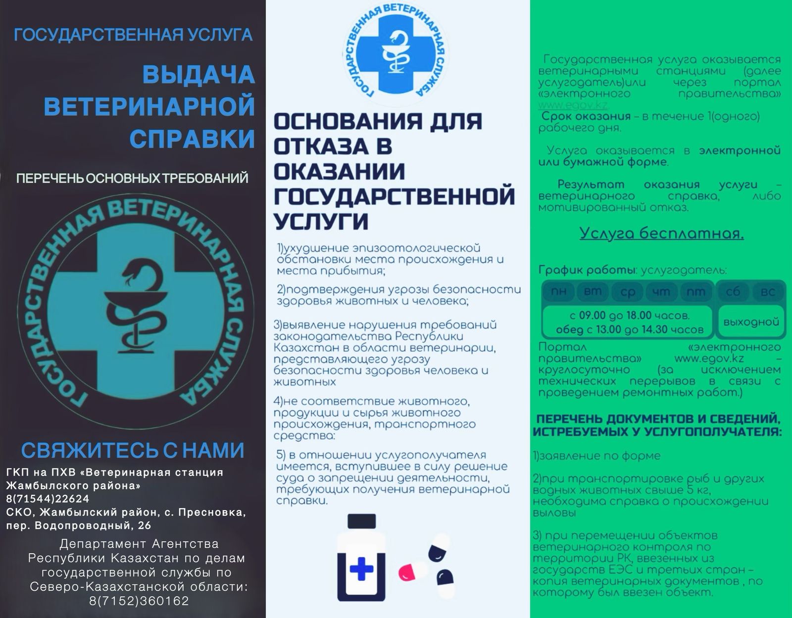 Перечень основных требований к оказанию государственной услуги «Выдача ветеринарных справок».